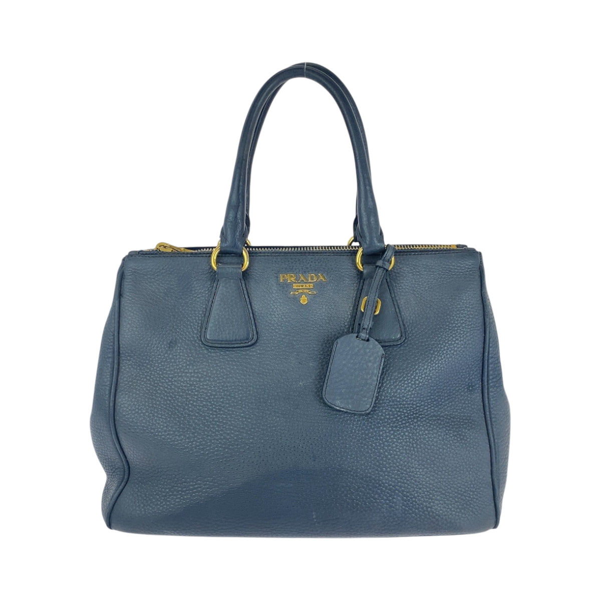 PRADA Tote Bag leather Blue GoldMetal Tote Bag handbag Vitterodino logo Women