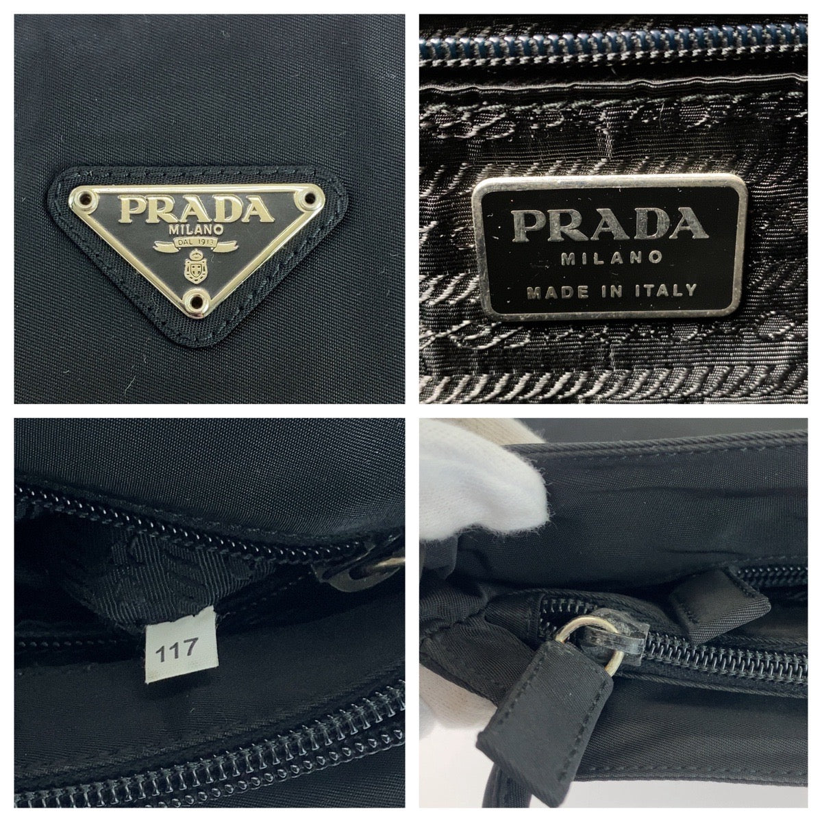 PRADA Shoulder Bag Nylon Black SilverMetal Shoulder Bag Tote Bag Test Triangle With logo Women