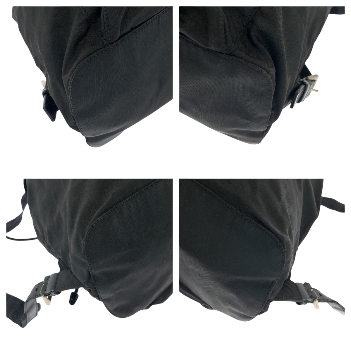 PRADA Backpack Nylon Black SilverMetal Backpack Backpack Test Triangle With logo Women