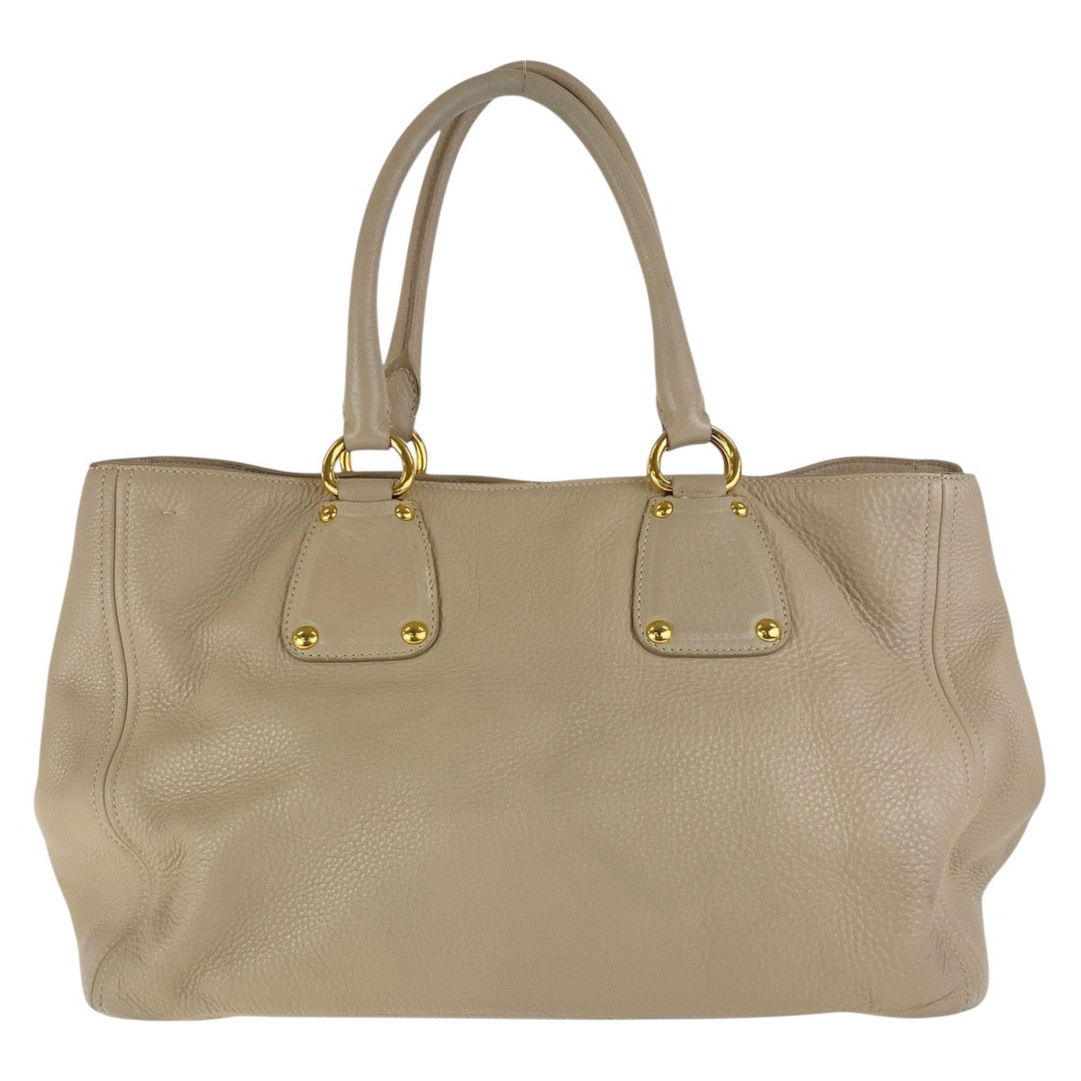 PRADA Tote Bag leather Beige Gold Metal Tote Bag Shoulder Bag Vitterodino Women