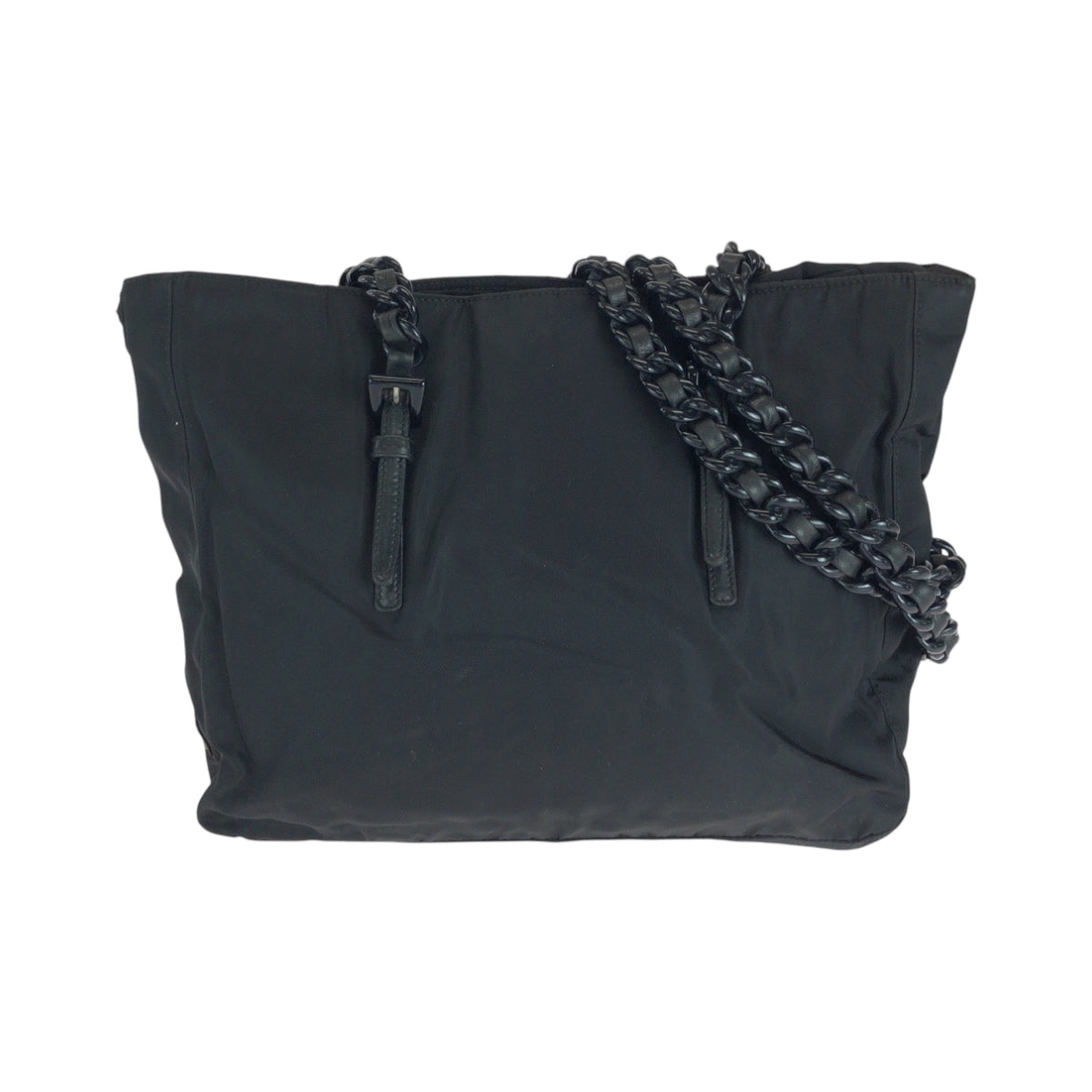 PRADA Tote Bag Nylon Black SilverMetal ChainTote Bag Shoulder Bag Test Triangle With logo Plastic Chain Women