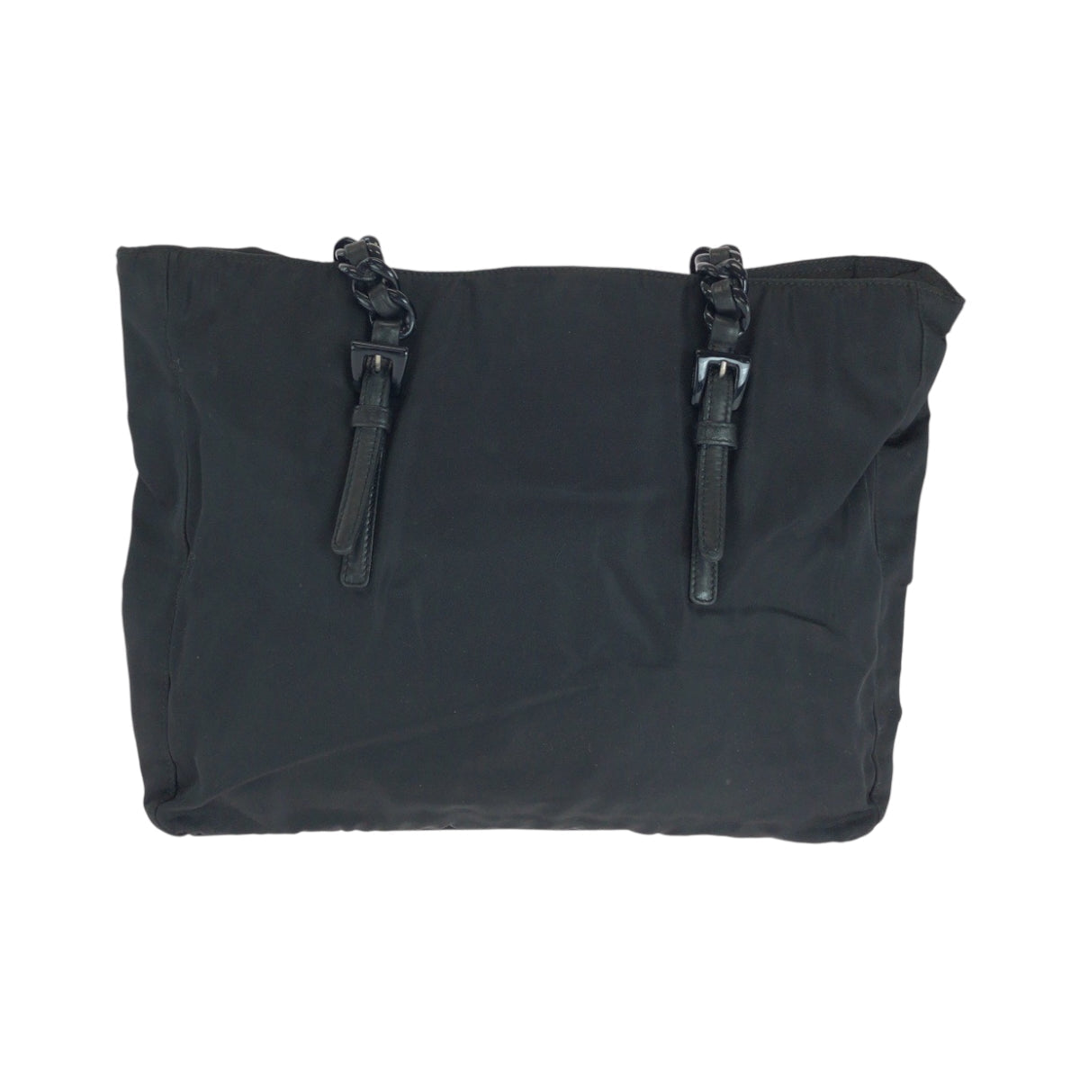 PRADA Tote Bag Nylon Black SilverMetal ChainTote Bag Shoulder Bag Test Triangle With logo Plastic Chain Women