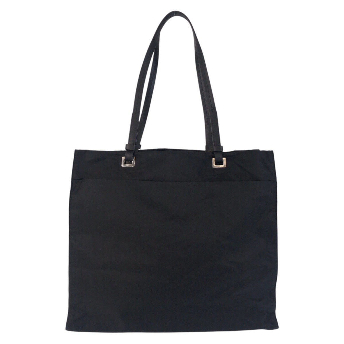 PRADA Tote Bag Nylon, Leather Black SilverMetal Tote Bag Shoulder Bag Test Triangle With logo Women(Unisex)