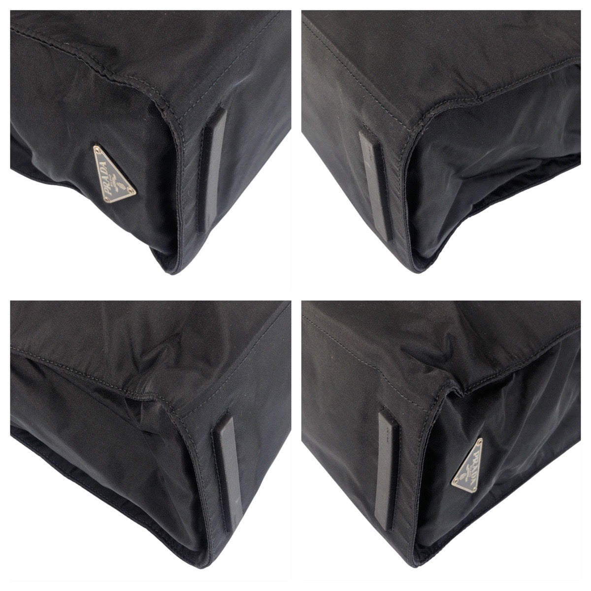PRADA Tote Bag Nylon, Leather Black SilverMetal Tote Bag Shoulder Bag Test Triangle With logo Women(Unisex)