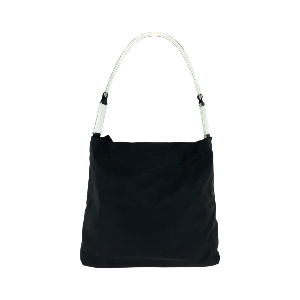 PRADA Shoulder Bag Nylon Black SilverMetal Clear One Shoulder Bag Test Triangle With logo Women