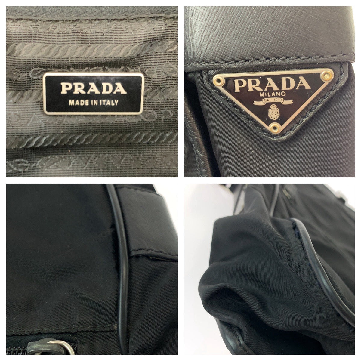 PRADA Shoulder Bag Nylon Black SilverMetal Shoulder Bag Messenger bag Test Triangle With logo Women