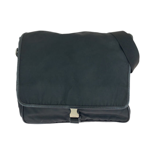 PRADA Shoulder Bag Nylon Black SilverMetal Shoulder Bag Messenger bag Test Triangle With logo Women