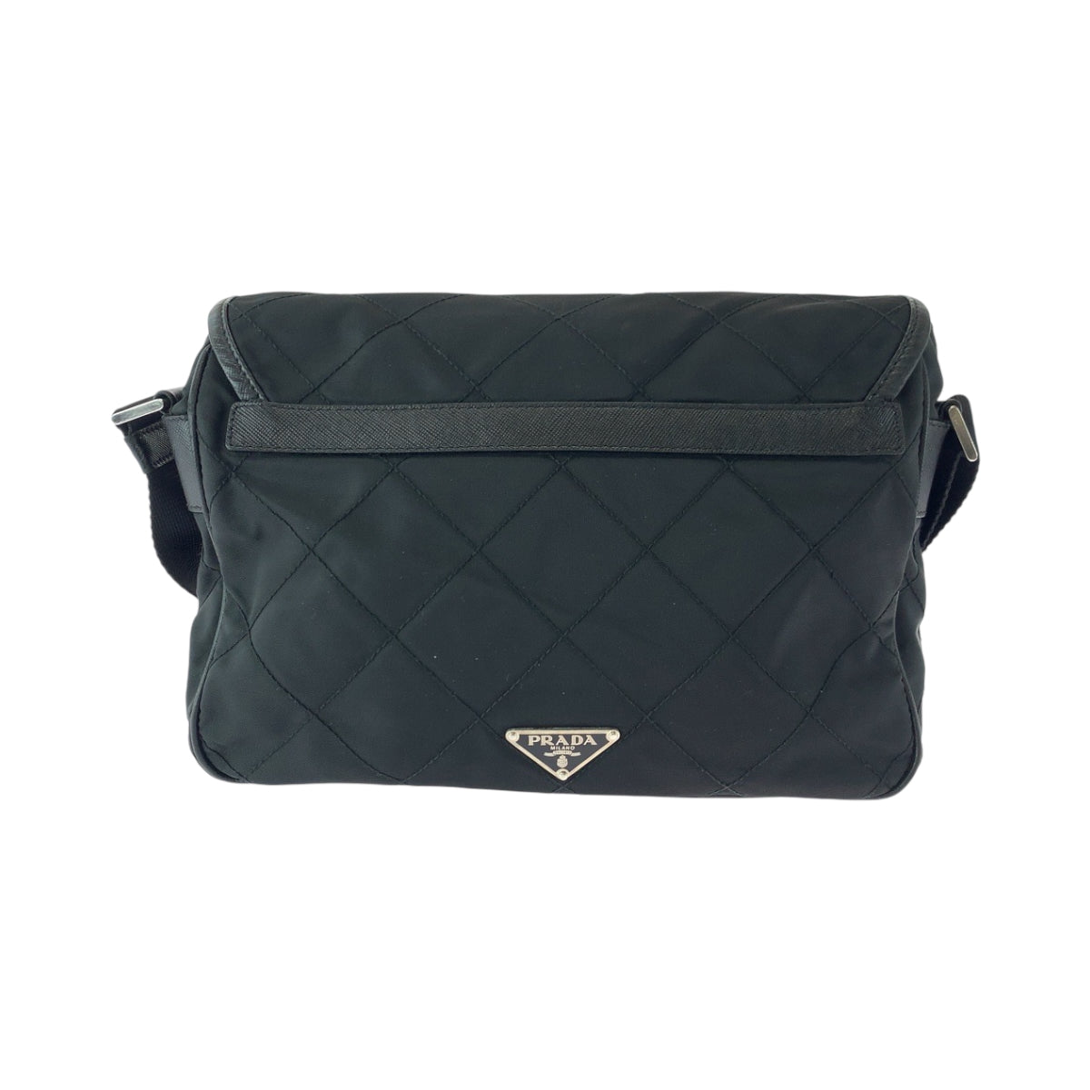 PRADA Shoulder Bag Nylon Black SilverMetal Shoulder Bag Messenger bag quilting testu Triangle With logo Women