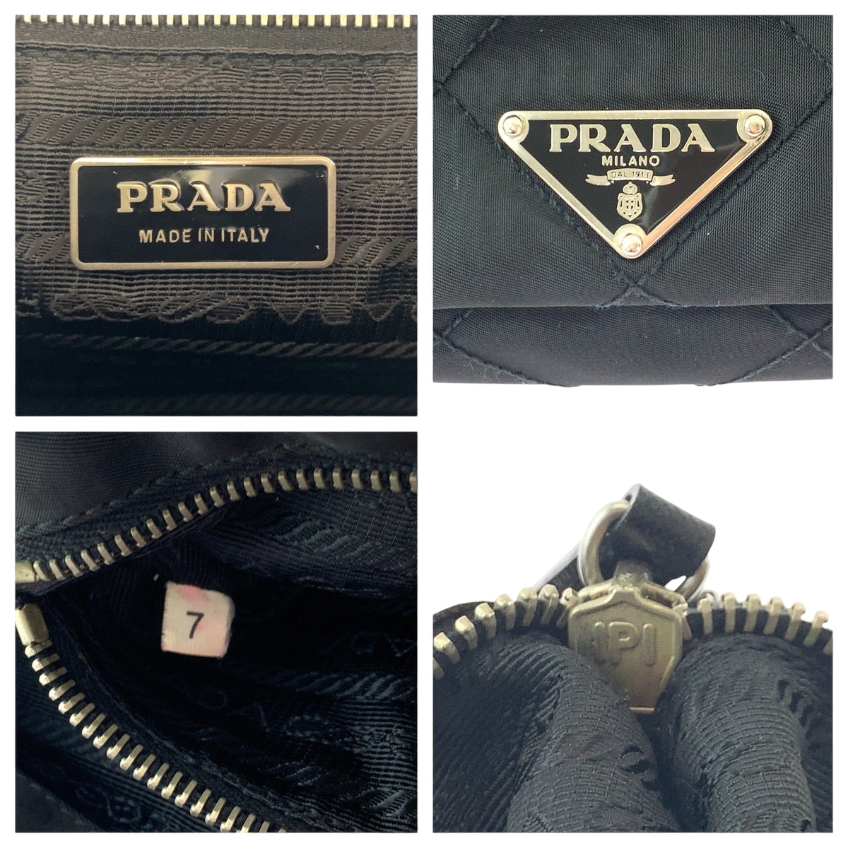 PRADA Shoulder Bag Nylon Black SilverMetal Shoulder Bag Messenger bag quilting testu Triangle With logo Women