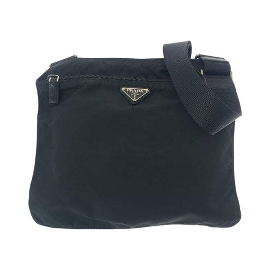 PRADA Shoulder Bag Nylon Black SilverMetal Shoulder Bag Sacoche Test Triangle With logo mens