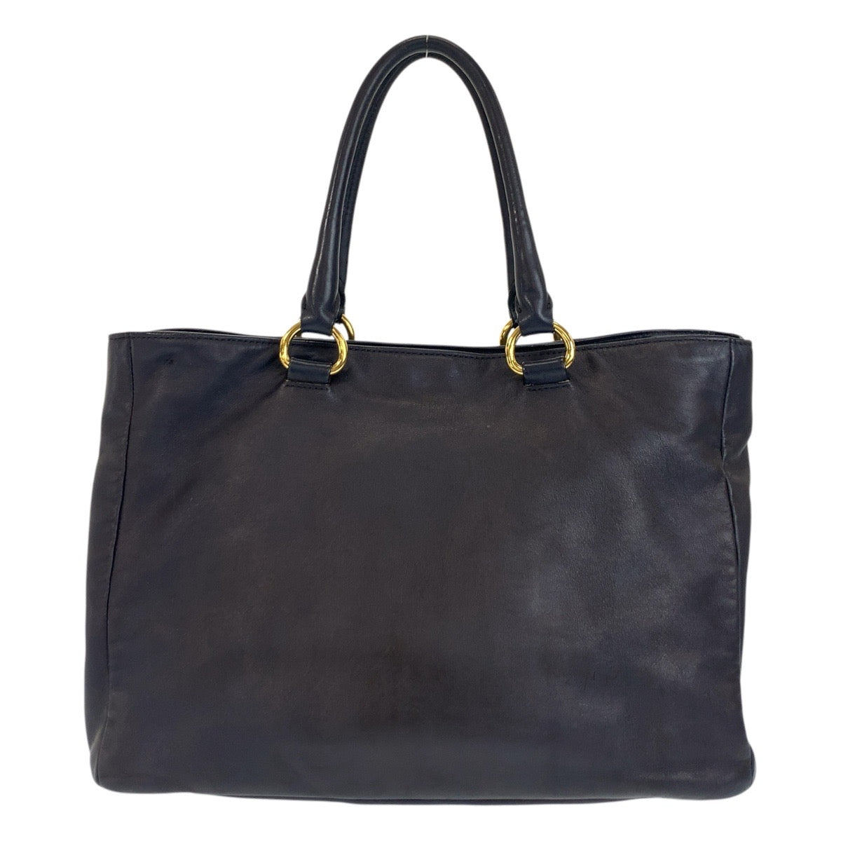 PRADA Tote Bag leather Navy Gold Metal Tote Bag Shoulder Bag Women