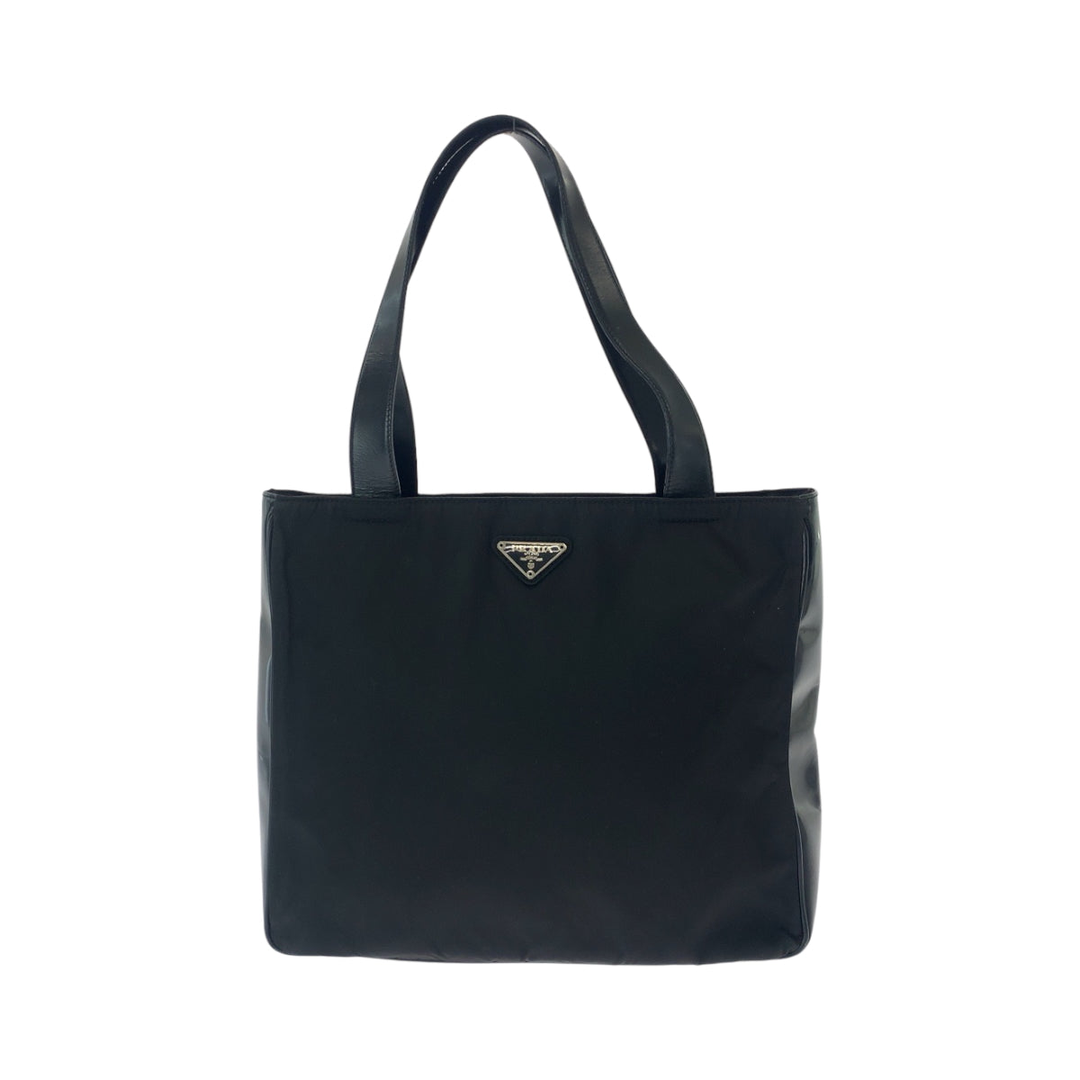PRADA Tote Bag Nylon Black SilverMetal Tote Bag Shoulder Bag Test Triangle With logo Women