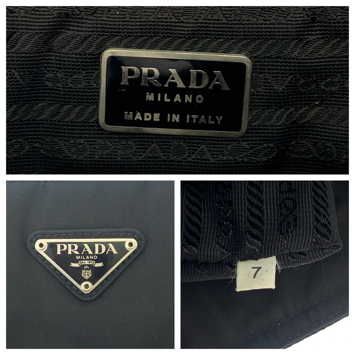 PRADA Tote Bag Nylon Black SilverMetal Tote Bag Shoulder Bag Test Triangle With logo Women