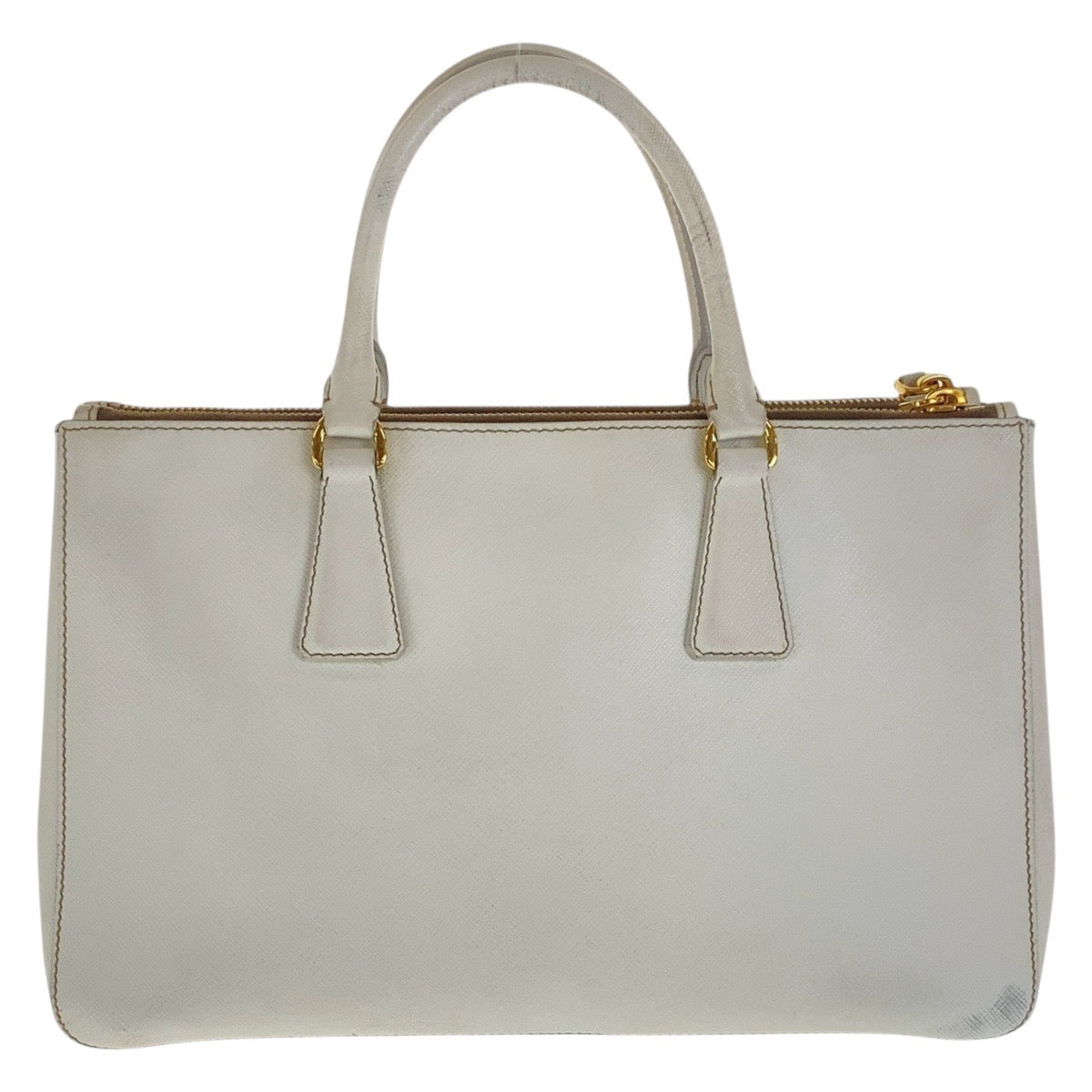 PRADA Tote Bag leather White GoldMetal Tote Bag handbag Safiano Galleria Women