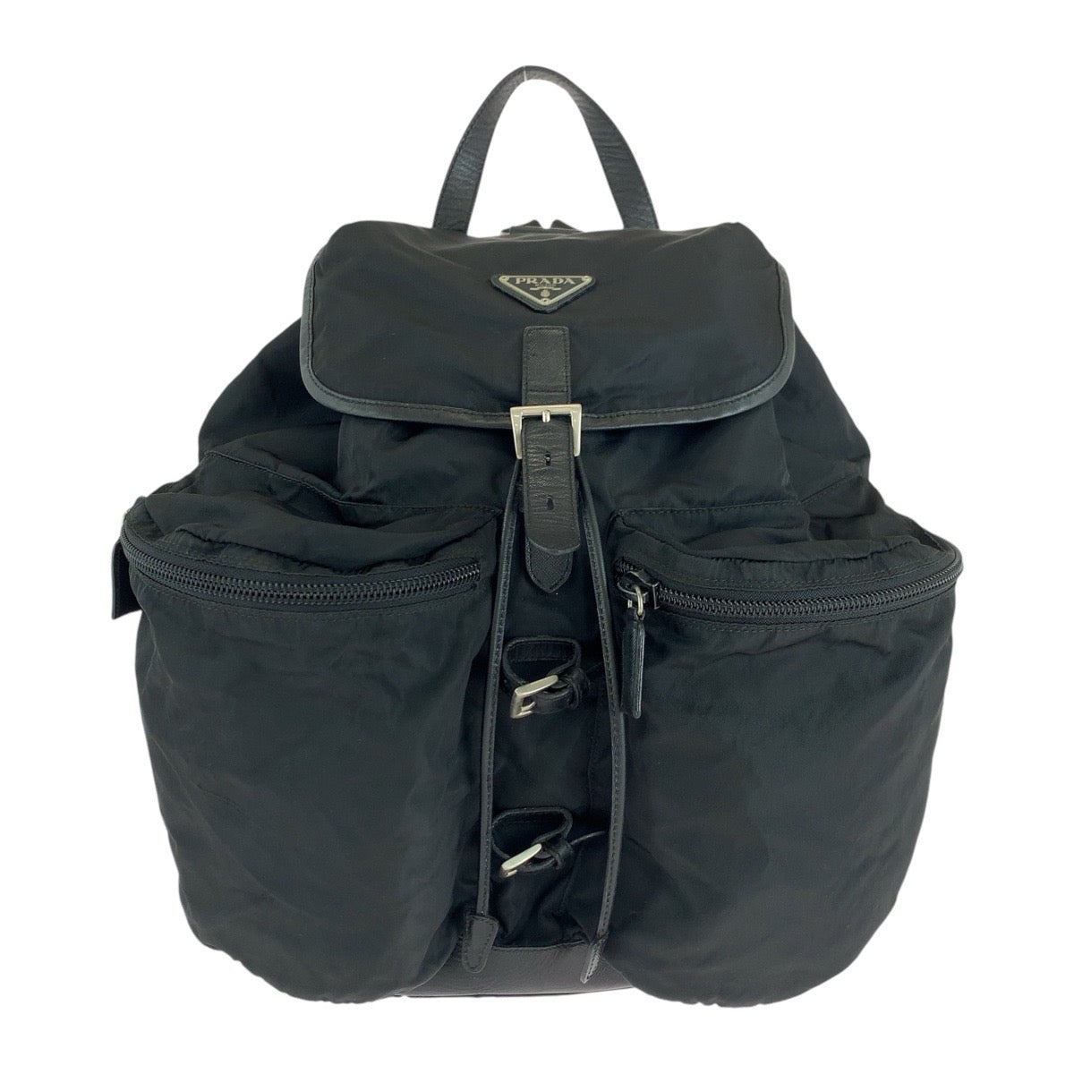 PRADA Backpack Nylon Black SilverMetal Backpack Unisex Test Women
