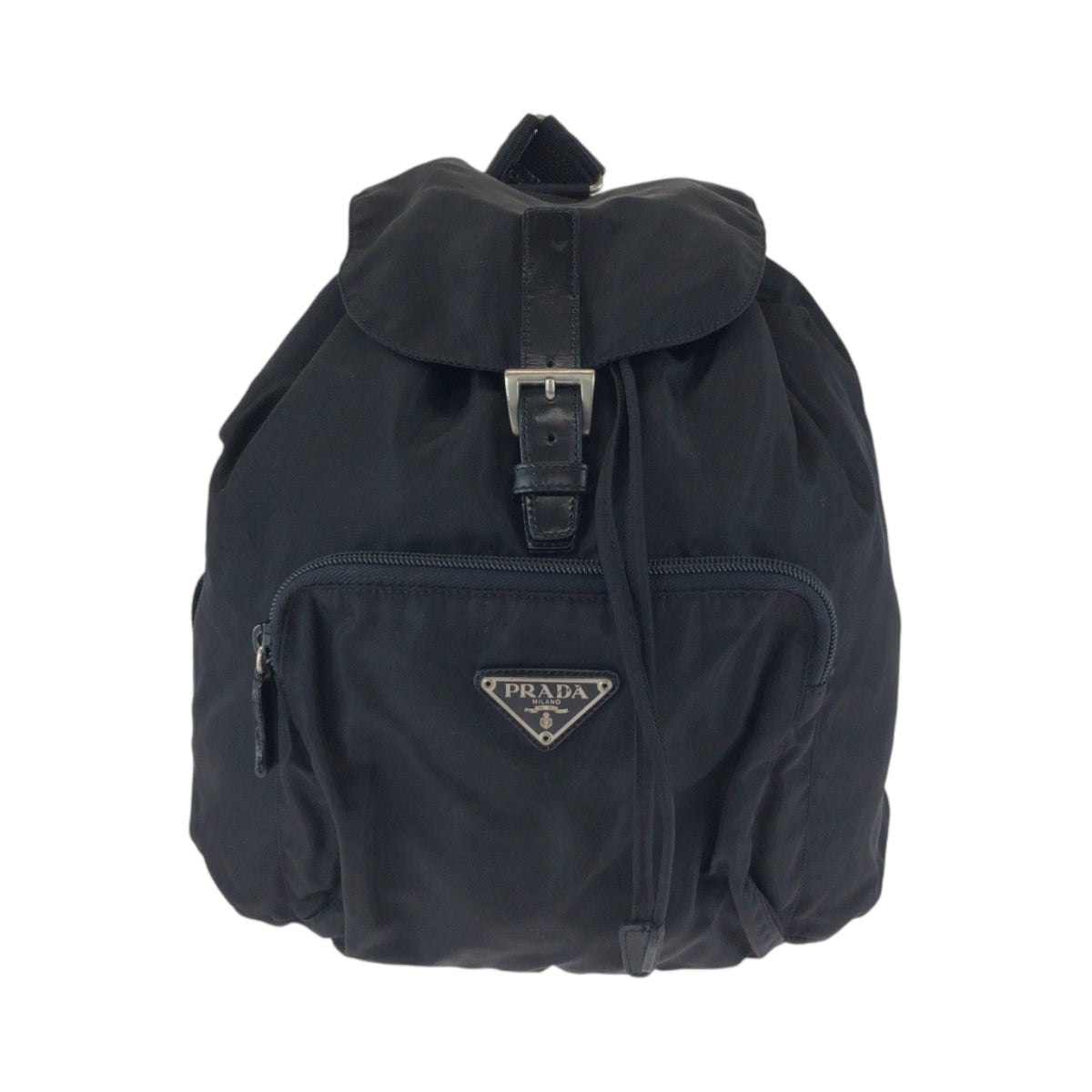 PRADA Backpack Nylon Black SilverMetal Backpack Backpack Test Triangle With logo Women