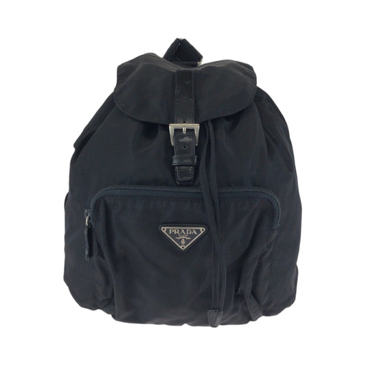 PRADA Backpack Nylon Black SilverMetal Backpack Backpack Test Triangle With logo Women