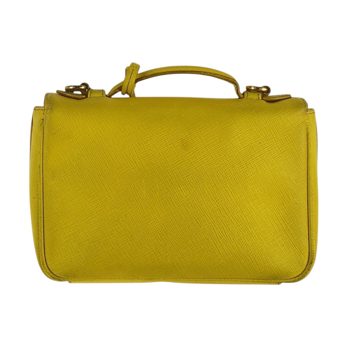 PRADA Shoulder Bag leather Yellow Gold Metal Shoulder Bag Handbag Safiano Women