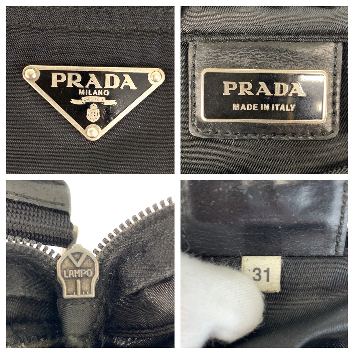 PRADA Shoulder Bag Nylon Black SilverMetal Shoulder Bag Messenger bag Test Triangle With logo Women