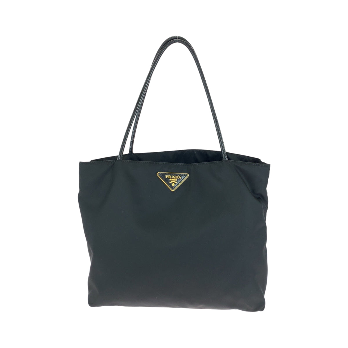 PRADA Tote Bag Nylon Black GoldMetal Tote Bag Shoulder Bag Test Triangle With logo Women