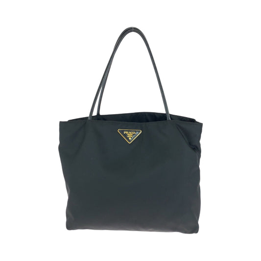 PRADA Tote Bag Nylon Black GoldMetal Tote Bag Shoulder Bag Test Triangle With logo Women