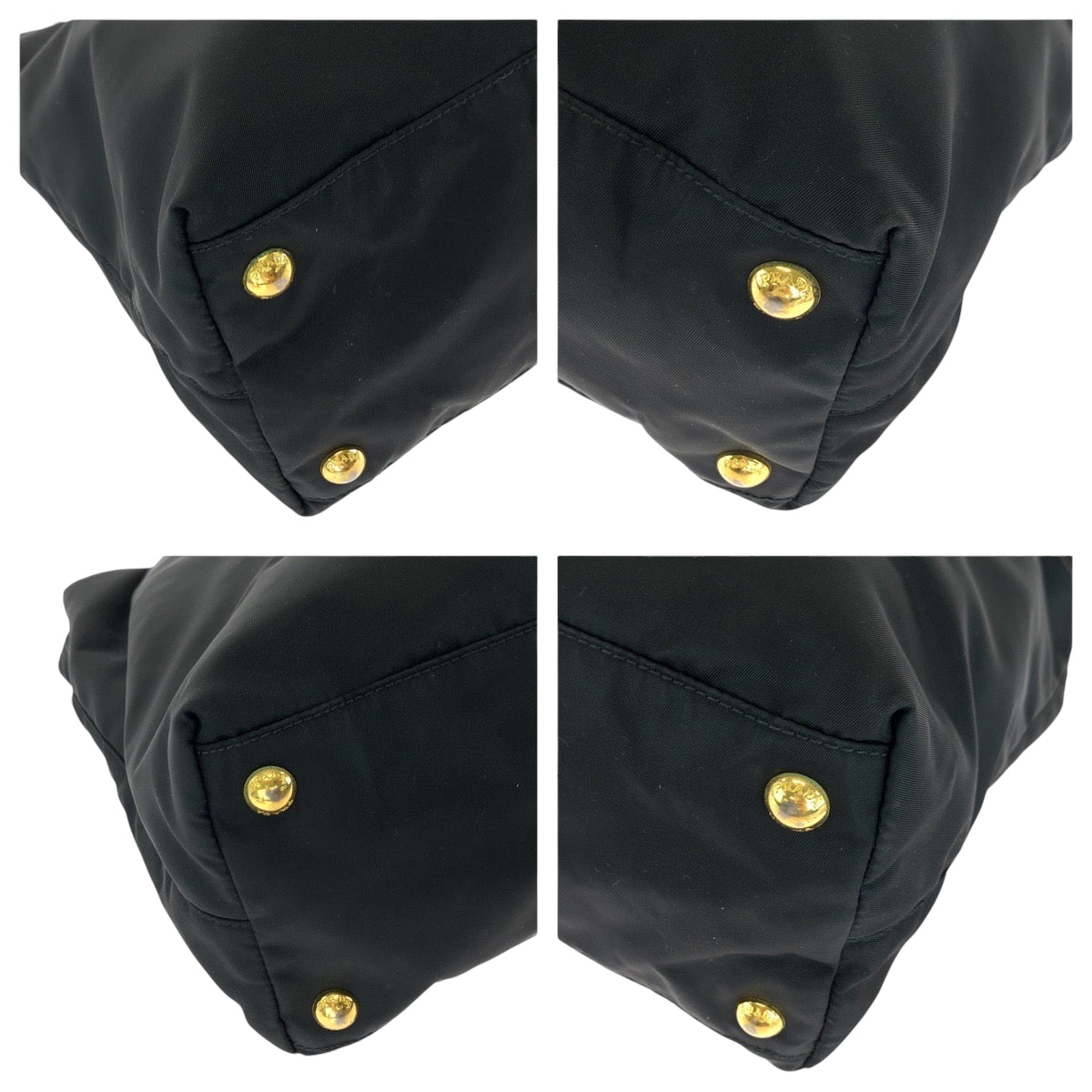 PRADA Tote Bag Nylon Black GoldMetal Tote Bag Shoulder Bag Test Triangle With logo Women