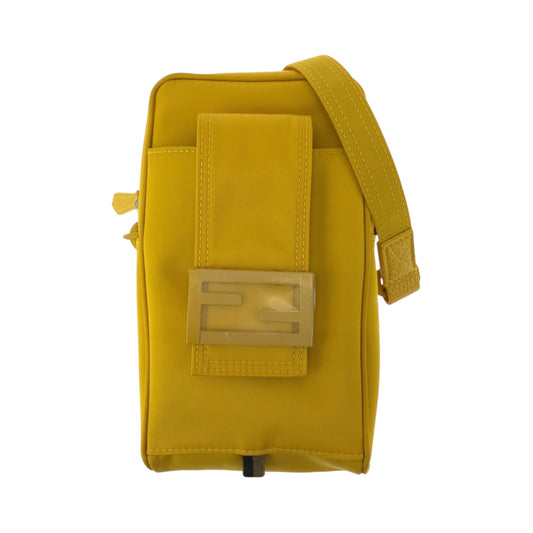 FENDI Shoulder Bag 7AS056 AG0P Nylon Yellow YellowMetal Shoulder Bag pochette logo Women