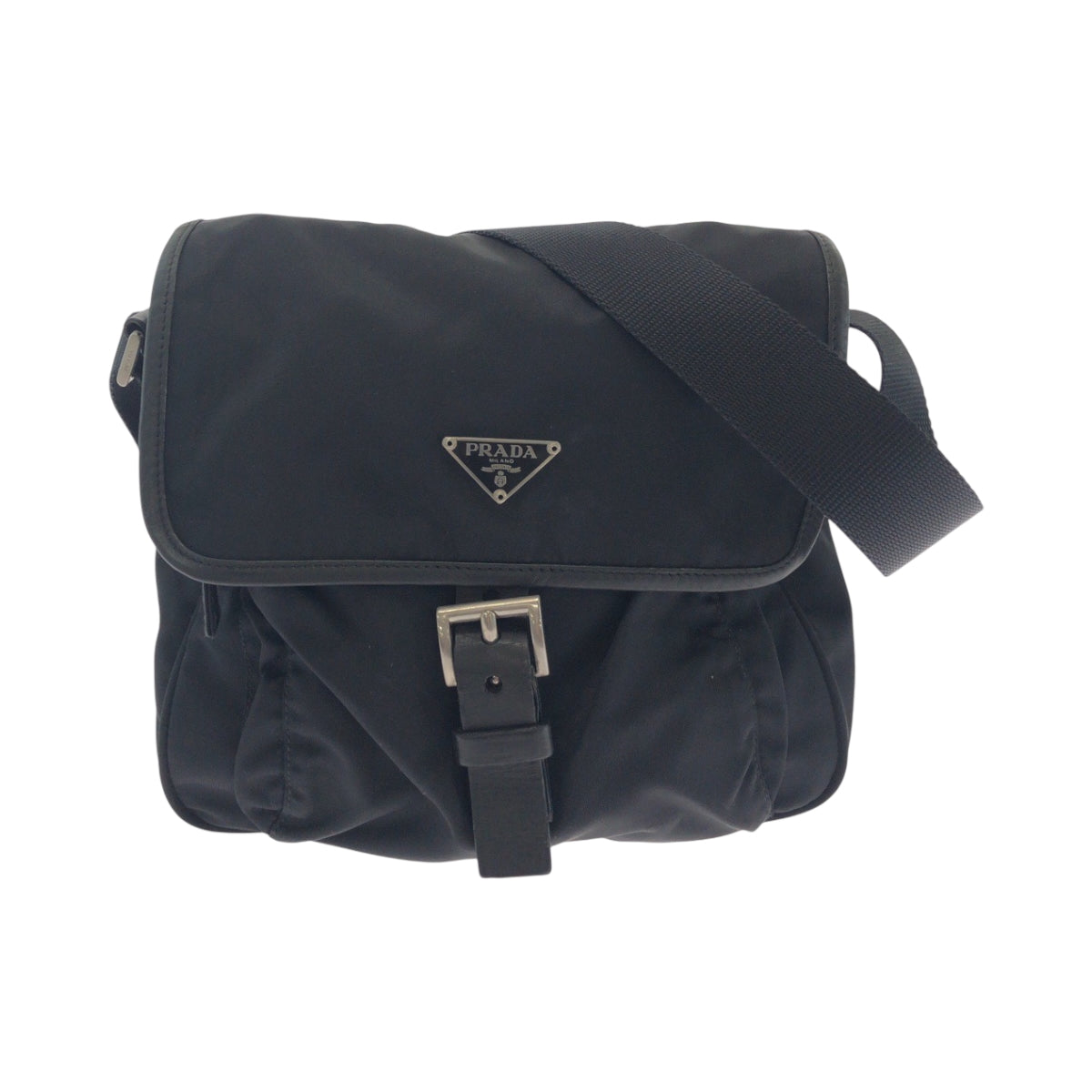 PRADA Shoulder Bag Nylon Black SilverMetal Shoulder Bag Messenger bag Test Triangle With logo mens