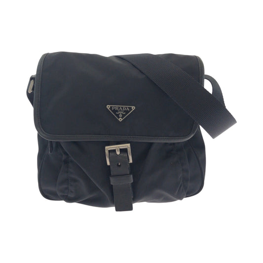 PRADA Shoulder Bag Nylon Black SilverMetal Shoulder Bag Messenger bag Test Triangle With logo mens