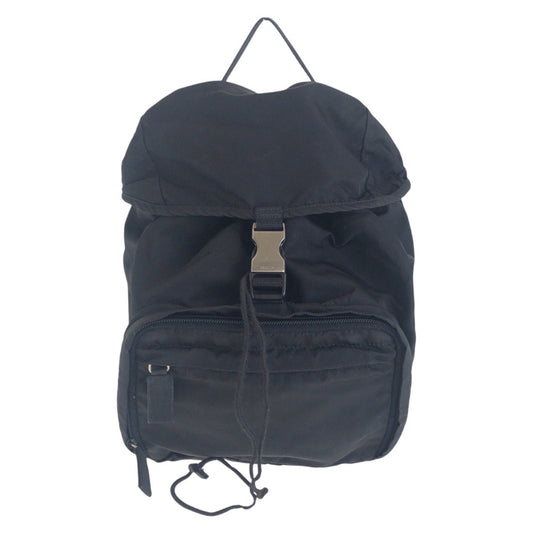 PRADA Backpack Nylon Black SilverMetal Backpack Test Triangle With logo Women