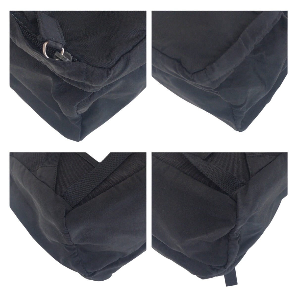 PRADA Backpack Nylon Black SilverMetal Backpack Test Triangle With logo Women