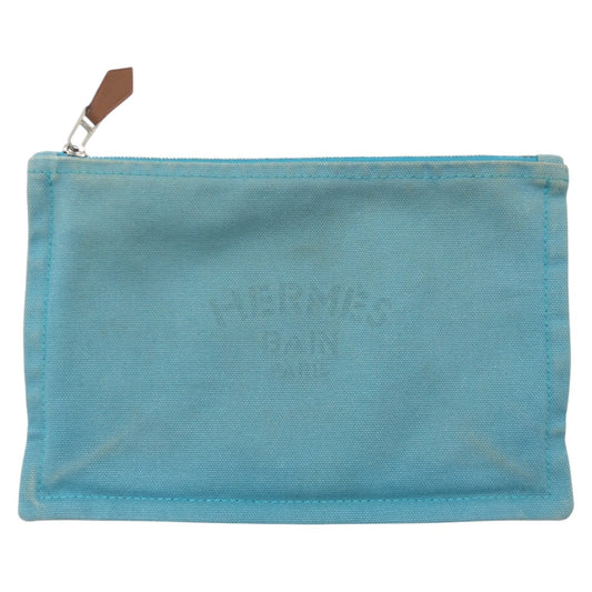 HERMES Pouch cotton Blue light blue Pouch Unisex Truth Flat PM Women