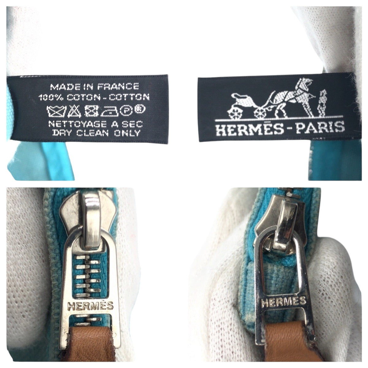 HERMES Pouch cotton Blue light blue Pouch Unisex Truth Flat PM Women