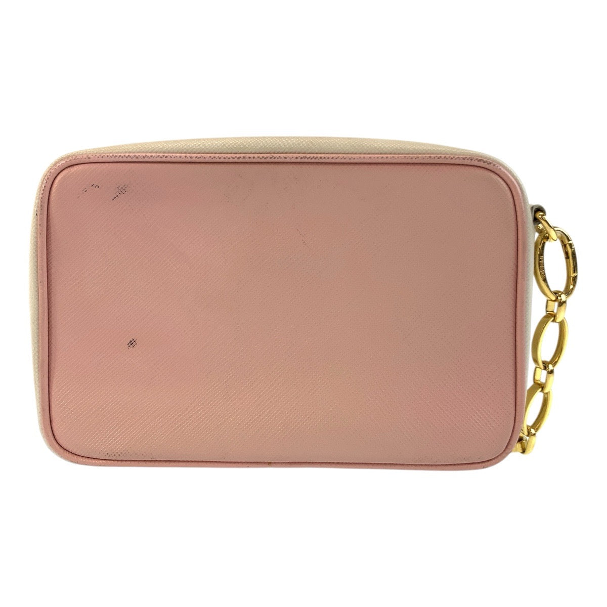 PRADA Shoulder Bag leather Pink Gold Metal Shoulder Bag pochette Safiano Women