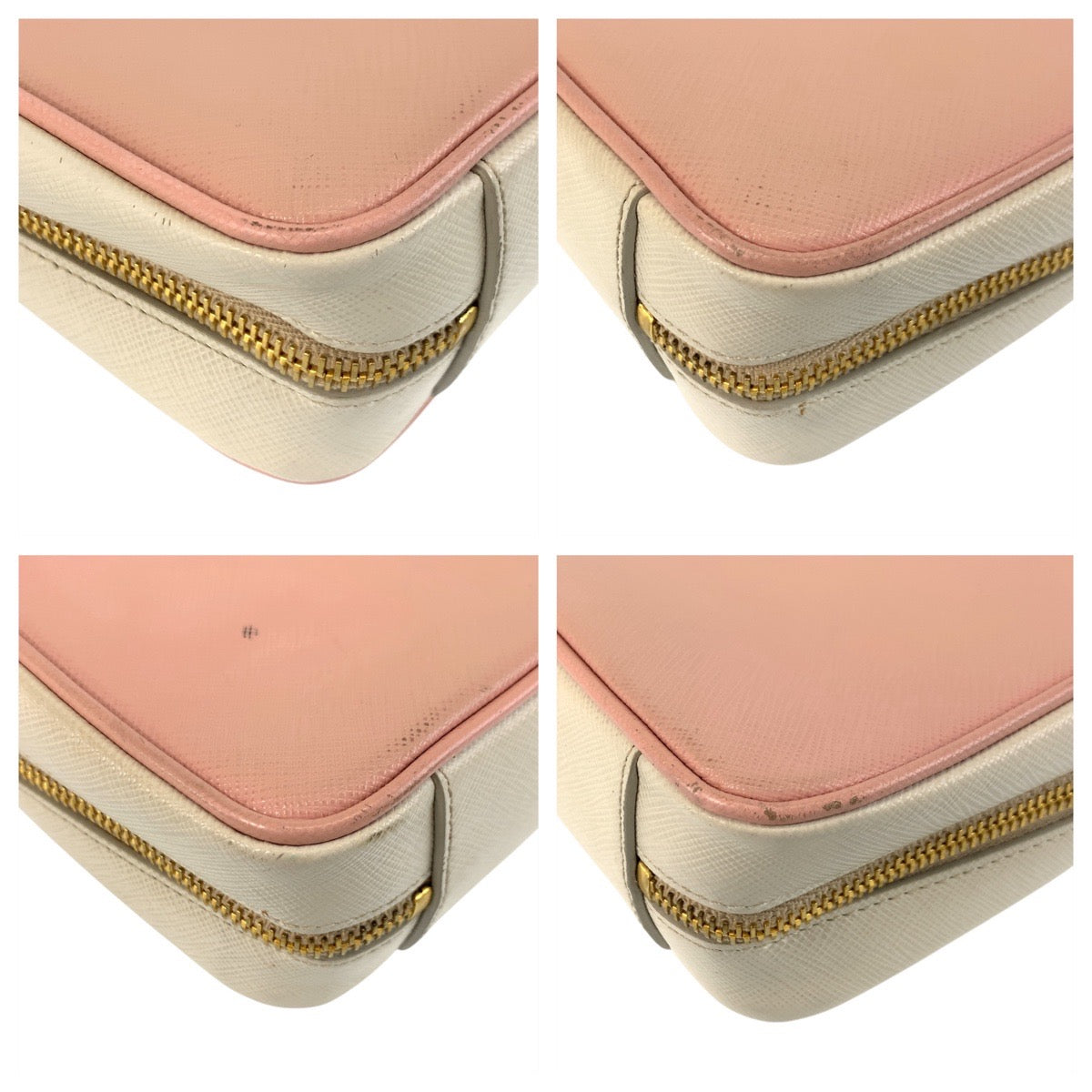 PRADA Shoulder Bag leather Pink Gold Metal Shoulder Bag pochette Safiano Women