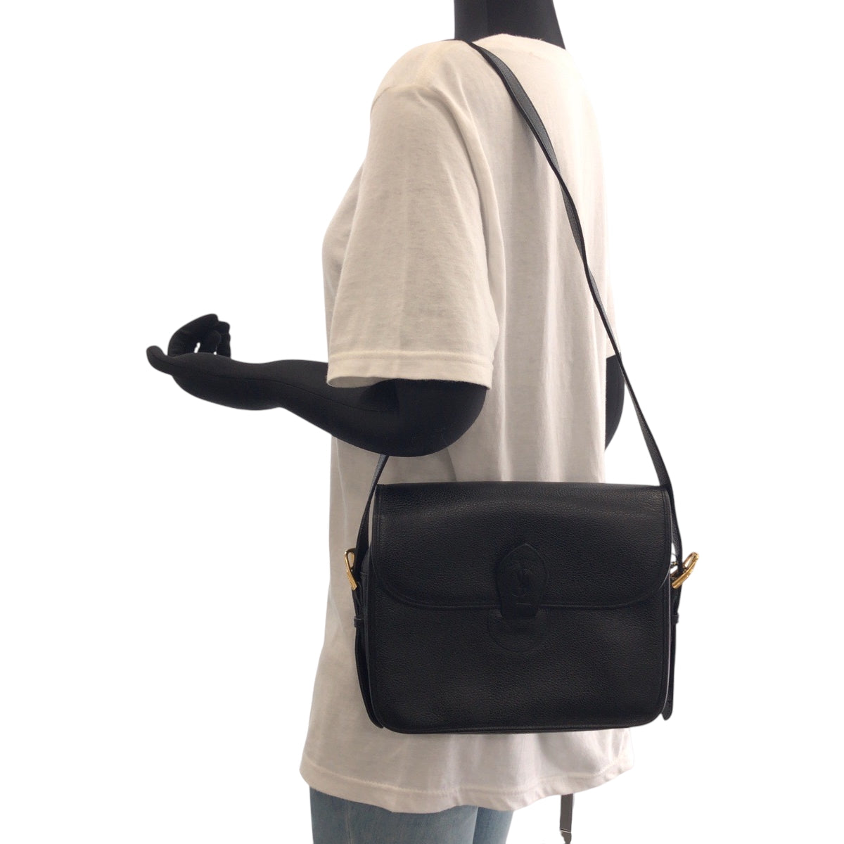 Yves Saint Laurent Shoulder Bag leather Black GoldMetal Shoulder Bag pochette YSL Women