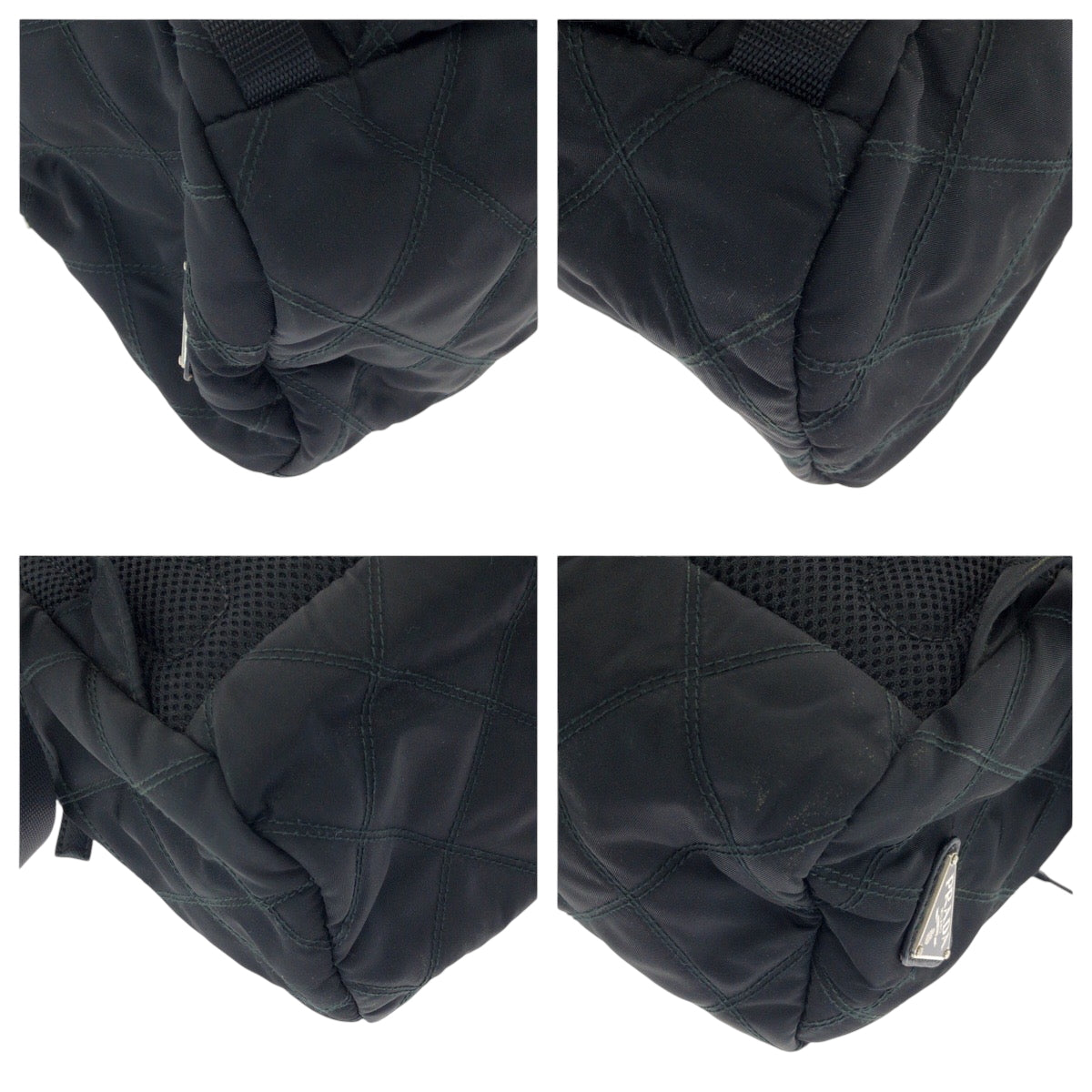 PRADA Backpack Nylon Black SilverMetal Backpack Backpack Test suit quilting Triangle With logo mens(Unisex)