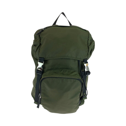 PRADA Backpack Nylon Khaki SilverMetal Backpack Backpack Test Triangle With logo mens