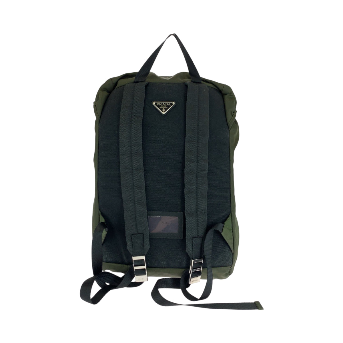 PRADA Backpack Nylon Khaki SilverMetal Backpack Backpack Test Triangle With logo mens