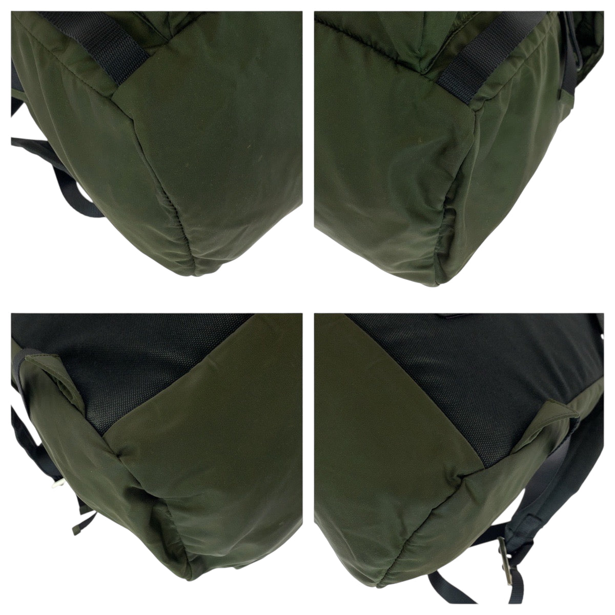 PRADA Backpack Nylon Khaki SilverMetal Backpack Backpack Test Triangle With logo mens