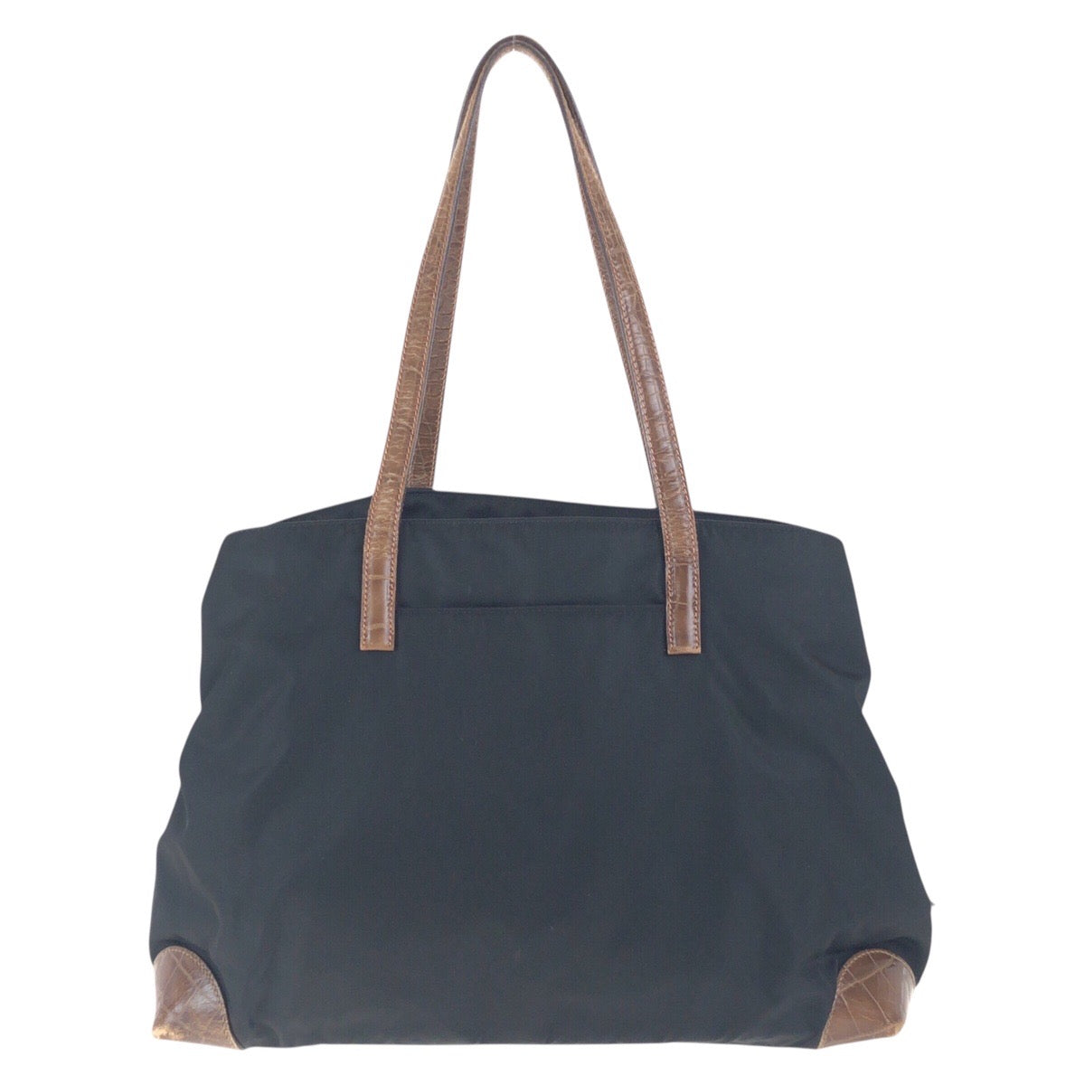PRADA Shoulder Bag Nylon, Leather Black Brown SilverMetal Shoulder Bag Tote Bag Test Triangle With logo Women