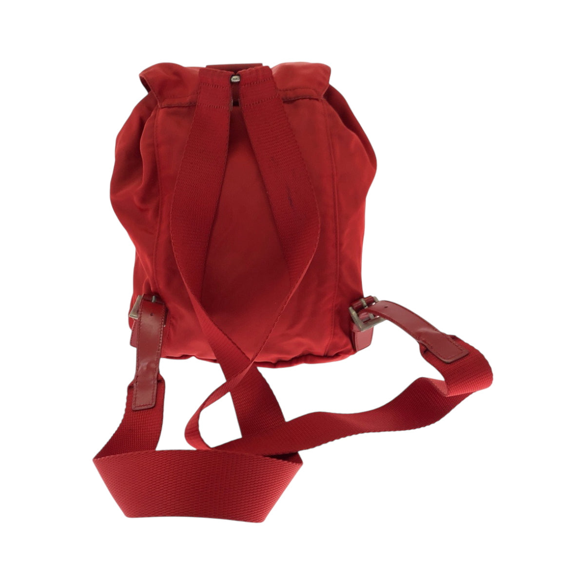 PRADA Backpack Nylon Red Silver Metal Backpack Backpack Test Triangle With logo Women