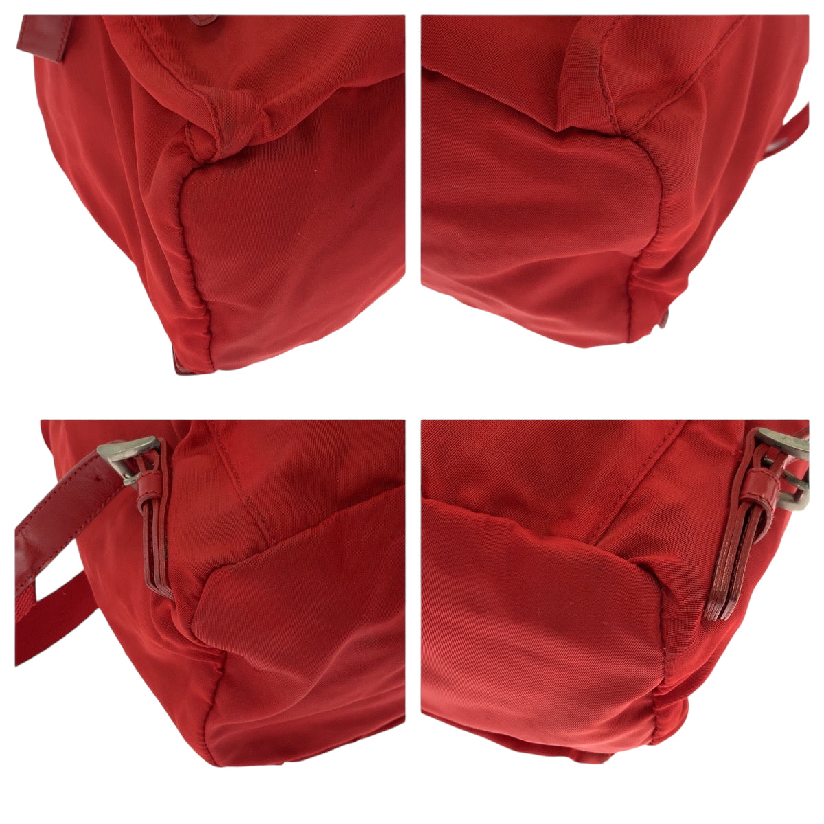 PRADA Backpack Nylon Red Silver Metal Backpack Backpack Test Triangle With logo Women