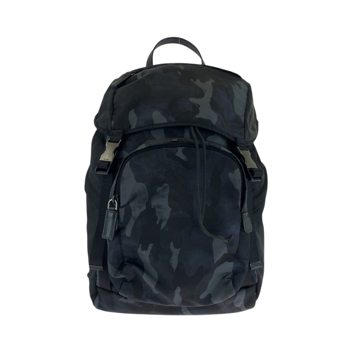 PRADA Backpack Nylon Black Blue Gray SilverMetal Backpack Backpack Camouflage Pattern Triangle With logo mens