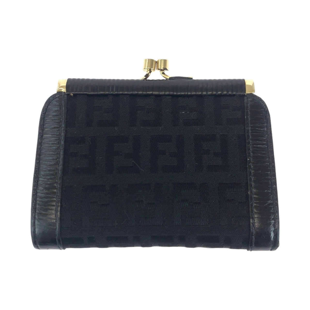FENDI Coin case canvas Black GoldMetal Coin case compact wallet Zucca Women