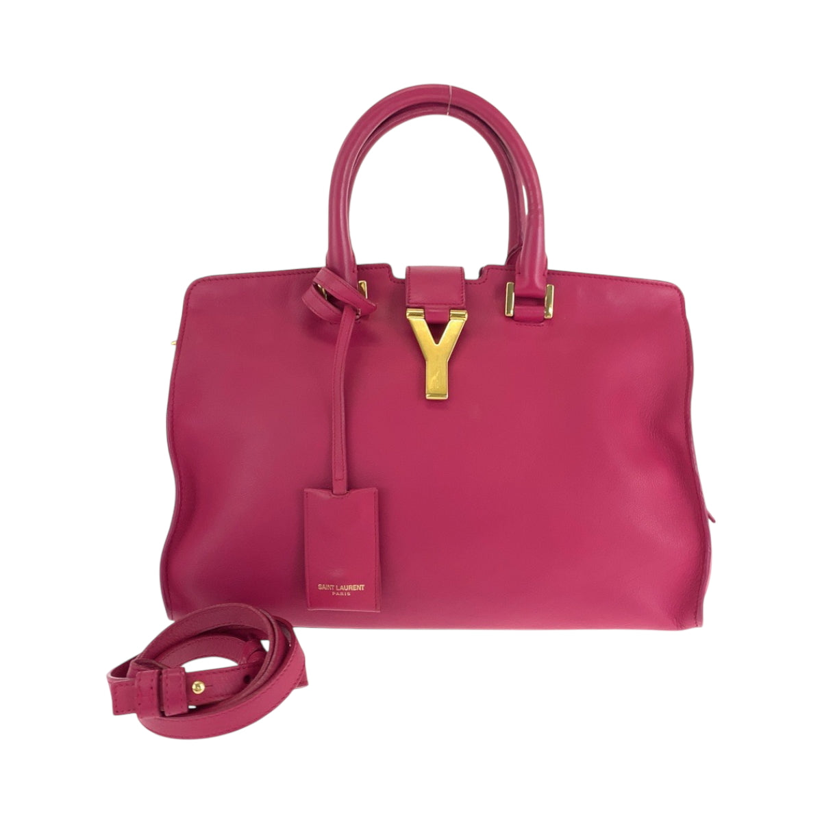 SAINT LAURENT PARIS Shoulder Bag 311210 5514 leather Fuchsia Pink Gold Metal Shoulder Bag handbag Petit Kabas Y line Women