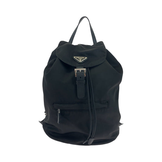 PRADA Backpack Nylon Black Silver Metal Backpack Backpack Test Triangle With logo Women