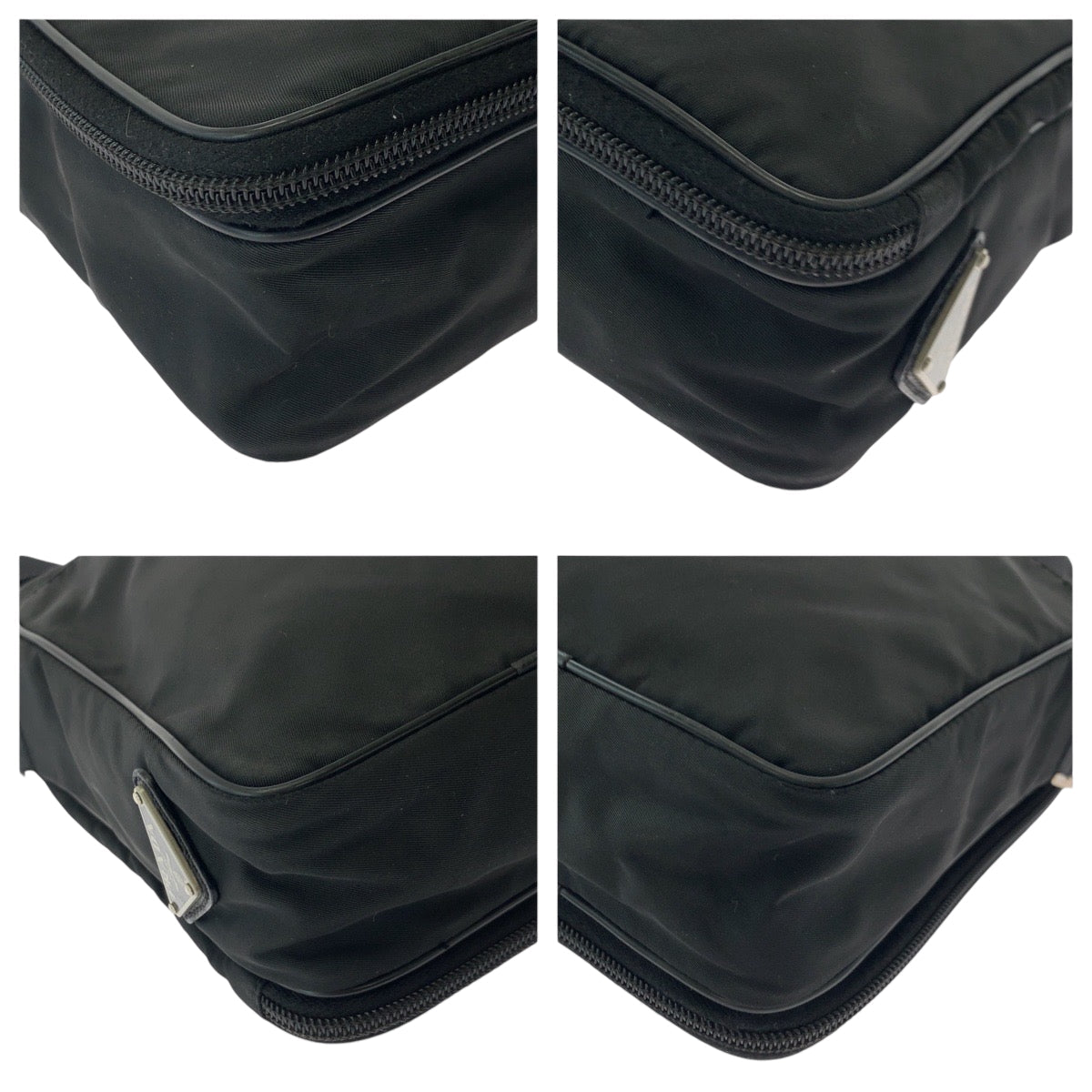 PRADA Shoulder Bag Nylon Black SilverMetal Shoulder Bag pochette Test Triangle With logo Women