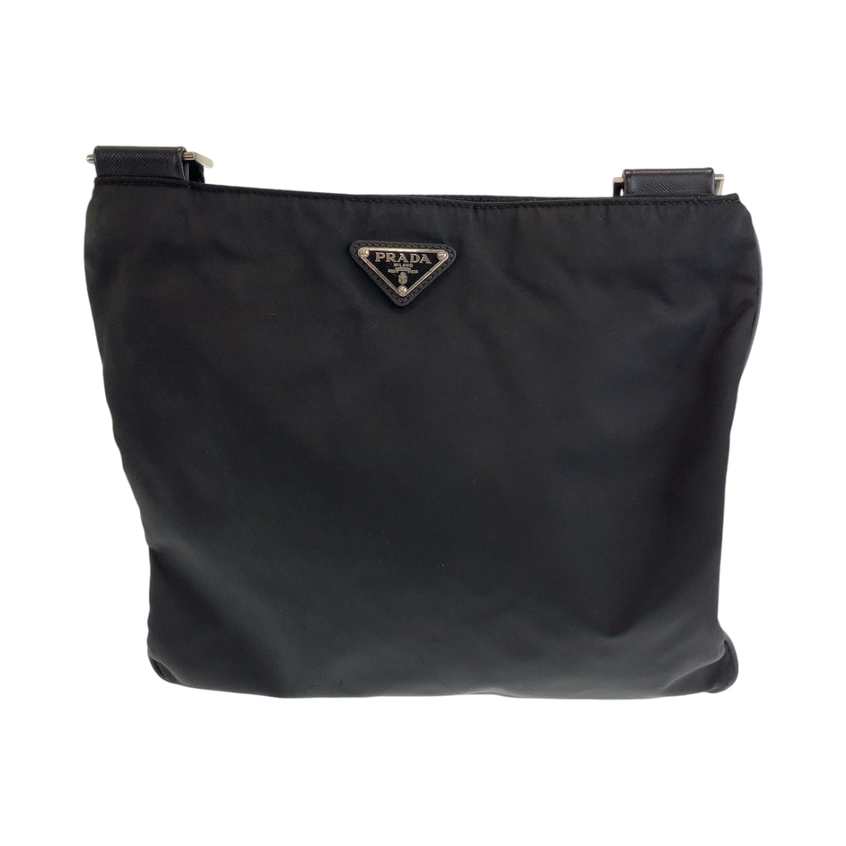 PRADA Shoulder Bag Nylon Black SilverMetal Shoulder Bag Messenger bag Test Triangle With logo mens