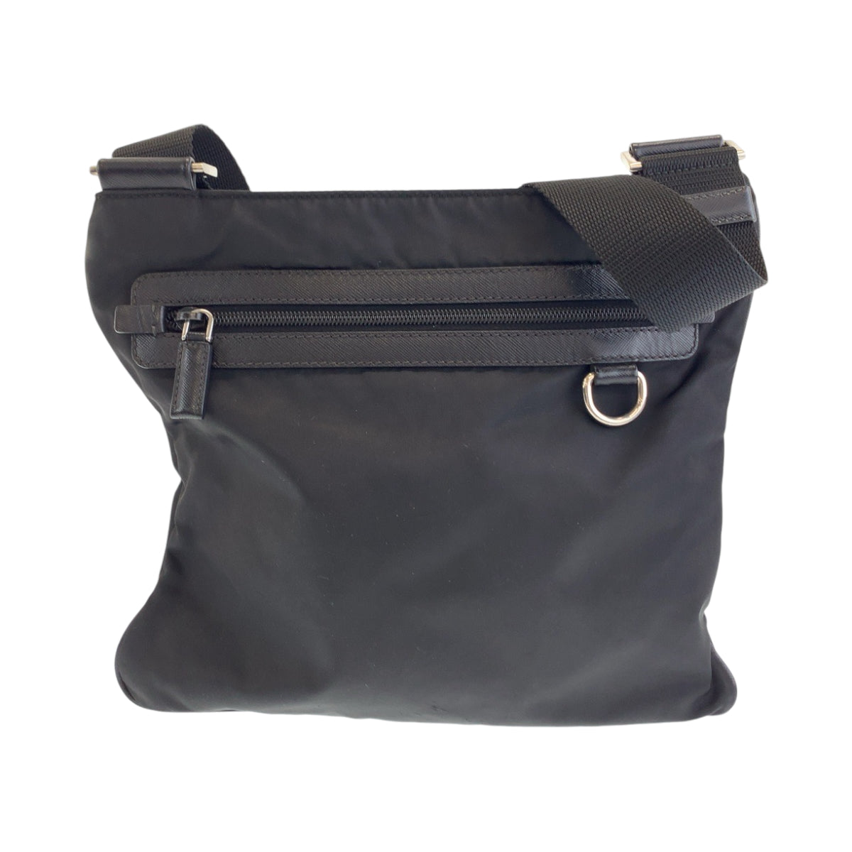 PRADA Shoulder Bag Nylon Black SilverMetal Shoulder Bag Messenger bag Test Triangle With logo mens